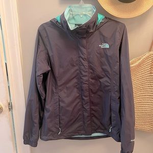 Women’s North Face Rain Jacket | Purple & Turquoise Blue | M